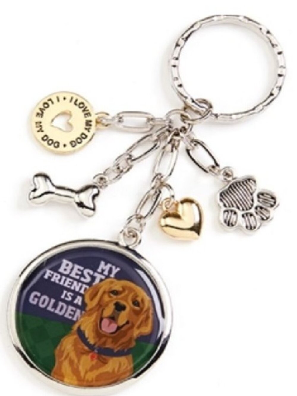 "My Best Friend is a Golden" Who's Your Doggy Charm Key Chain